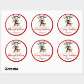 Speelse, eigenzinnige rendier heldere Kerst sticke Ronde Sticker (Vel)