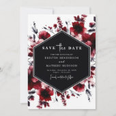 Speelse Elegante Crimson Red Wedding Save The Date (Voorkant)