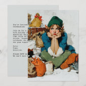 Speelse Elf Tussen Cadeautassen Feestdagenkaart (Voorkant / Achterkant)
