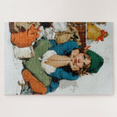 Speelse Elf Tussen Cadeautassen Legpuzzel (Horizontaal)