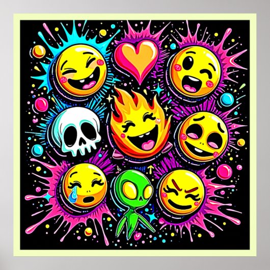 Speelse emoji-explosie poster (Voorkant)