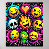 Speelse emoji-explosie poster (Voorkant)