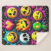 Speelse emoji-explosie sherpa deken (Voorkant (horizontaal))