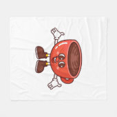 Speelse en Grappige Cartoon Koffiekopje Fleece Deken (Voorkant (Horizontaal))