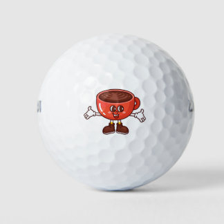 Speelse en Grappige Cartoon Koffiekopje Golfballen
