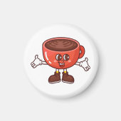 Speelse en Grappige Cartoon Koffiekopje Magneet (Voorkant)