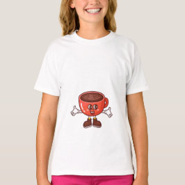 Speelse en Grappige Cartoon Koffiekopje T-shirt