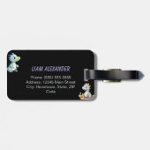 Speelse en schattige dinosaurus Gepersonaliseerd Bagagelabel (Achterkant horizontaal)