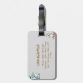 Speelse en schattige dinosaurus Gepersonaliseerd Bagagelabel (Achterkant verticaal)