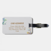 Speelse en schattige dinosaurus Gepersonaliseerd Bagagelabel (Achterkant horizontaal)