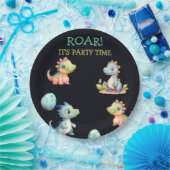 Speelse en schattige dinosaurus Gepersonaliseerd Papieren Bordje (Feest)