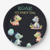 Speelse en schattige dinosaurus Gepersonaliseerd Papieren Bordje (Voorkant)