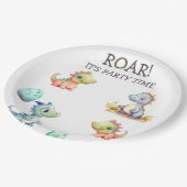 Speelse en schattige dinosaurus Gepersonaliseerd Papieren Bordje (Gekanteld)