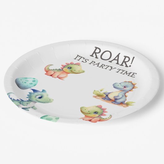 Speelse en schattige dinosaurus Gepersonaliseerd Papieren Bordje (Gekanteld)