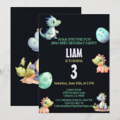 Speelse en schattige dinosaurus Kids Verjaardag Ui Kaart (Voorkant / Achterkant)