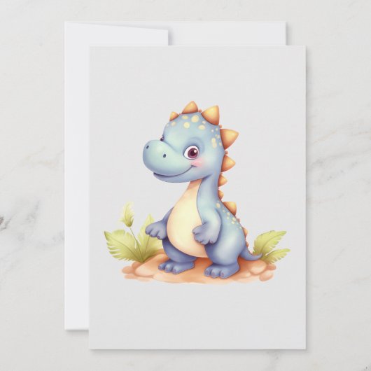 Speelse en schattige dinosaurus Kids Verjaardag Ui Kaart (Achterkant)