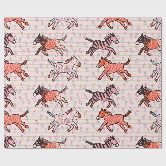 Speelse en speelse gestileerde zebra's cadeaupapier (Vlak)