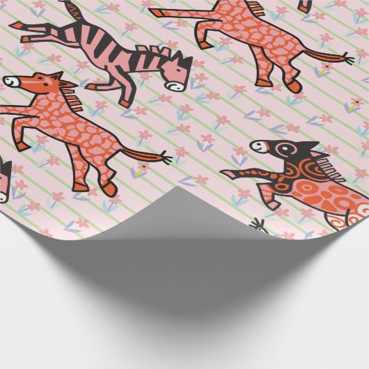Speelse en speelse gestileerde zebra's cadeaupapier (Hoek)
