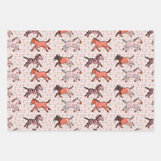 Speelse en speelse gestileerde zebra's inpakpapier vel (Voorkant 3)