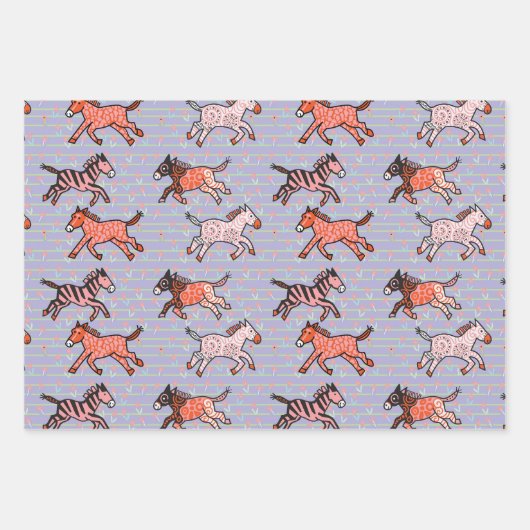 Speelse en speelse gestileerde zebra's inpakpapier vel (Voorkant)