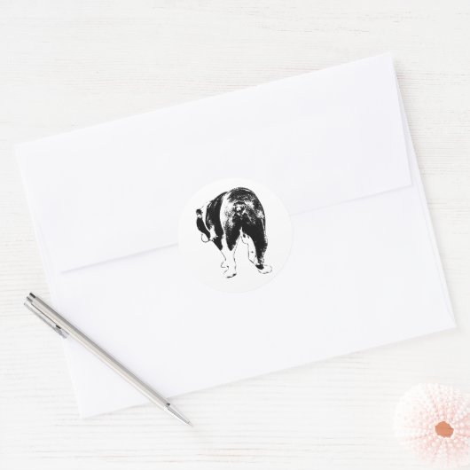 Speelse exit pose, Bulldog Sketch Ronde Sticker (Envelop)