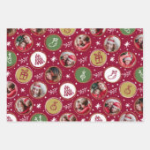 Speelse Familie Fotocollage Kerstmis Inpakpapier Vel (Voorkant)