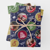 Speelse Familie Fotocollage Kerstmis Inpakpapier Vel (In situ)