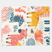 Speelse fantasiedieren op wit fleece deken (Voorkant (Horizontaal))