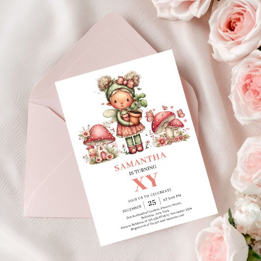 Speelse Fee 2e Verjaardag Blush Roze Bloemen Kaart