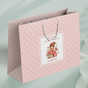 Speelse fee meisje blos bloemen verjaardag cadeaut groot cadeauzakje