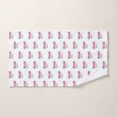 Speelse feestelijke roze kerstboom autovakantie bad handdoek (Handdoek)