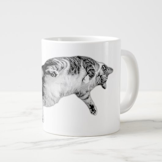 Speelse flip in zwart en wit grote koffiekop (Voorkant rechts)