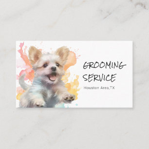 Speelse Fluffy Dog Groomer Grooming Service Visitekaartje