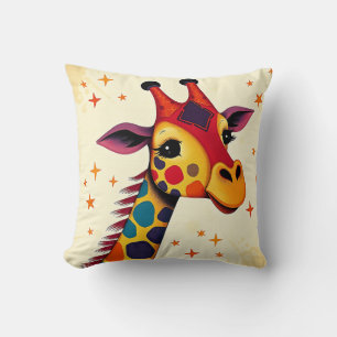Speelse Folk Art Giraffe met sterren Kussen