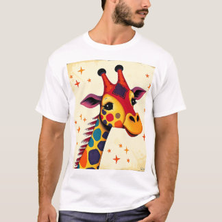 Speelse Folk Art Giraffe met sterren T-shirt