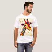 Speelse Folk Art Giraffe met sterren T-shirt (Voorkant volledig)