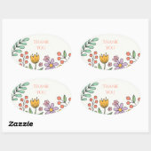 Speelse Folk Florale Bedankt Ovale Sticker (Vel)