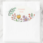 Speelse Folk Florale Bedankt Ovale Sticker (Tas)