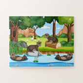 Speelse Forest Otters avontuur Legpuzzel (Horizontaal)
