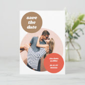 Speelse Foto Cutout Retro Neutrals Unieke Huwelijk Save The Date (Staand voorkant)