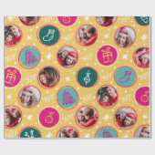 Speelse Fotocollage Kerstmis Helder Geel Cadeaupapier (Vlak)