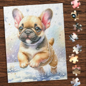 Speelse Franse Bulldog hond Puppy Kerstmis Legpuzzel