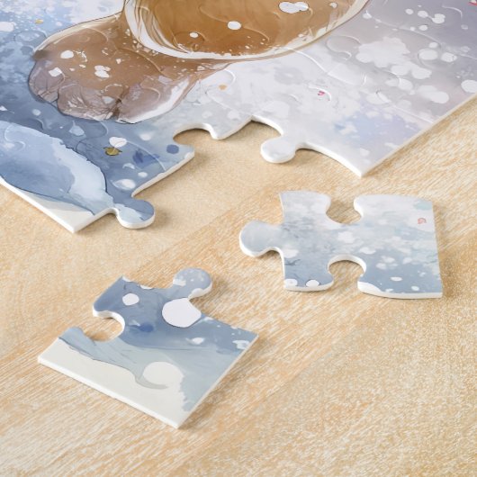 Speelse Franse Bulldog hond Puppy Kerstmis Legpuzzel (Zijkant)