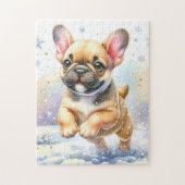 Speelse Franse Bulldog hond Puppy Kerstmis Legpuzzel (Verticaal)