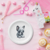 Speelse Franse bulldog zitten Papieren Bordje (Feest)