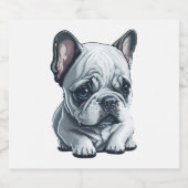 Speelse Franse bulldog zitten Sparkling Wijnetiket (Enkel label)