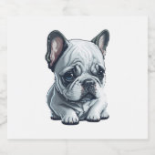 Speelse Franse bulldog zitten Sparkling Wijnetiket (Enkel label)