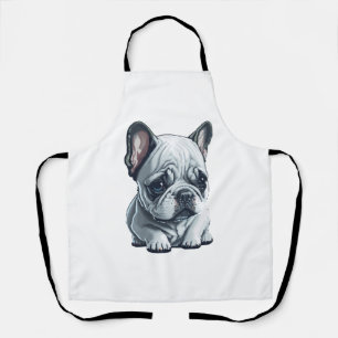 Speelse Franse bulldog zittend Schort