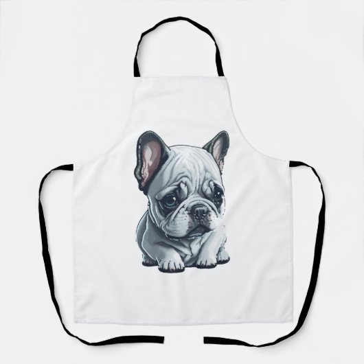 Speelse Franse bulldog zittend Schort (Voorkant)