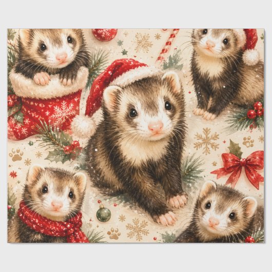 Speelse Fret Kerstcadeauverpakking Cadeaupapier (Vlak)